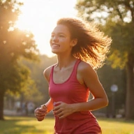 Energiával teli, mosolygós ember fut a szabadban